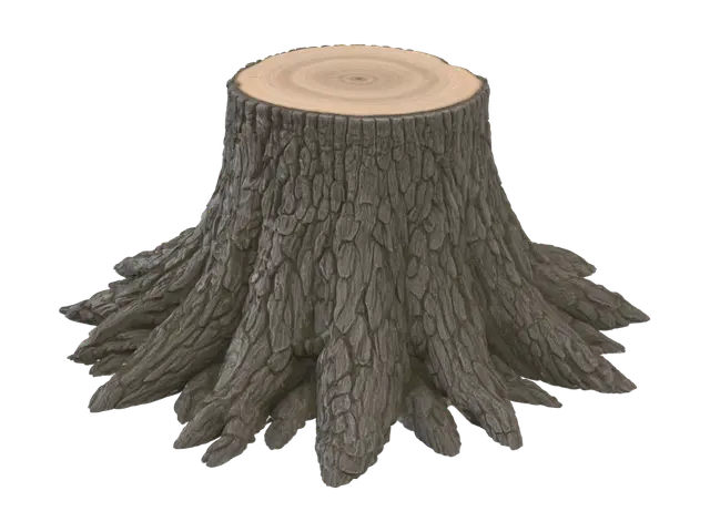 Oak Tree Stump - Bark 3D model, vytvořený pomocí AI