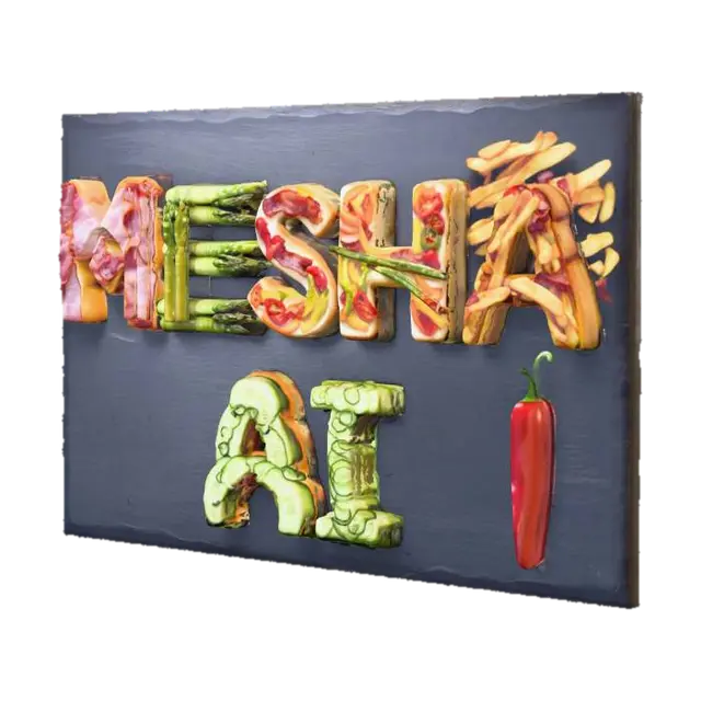 Culinary Typography, #food# 3D model, vytvořený pomocí AI