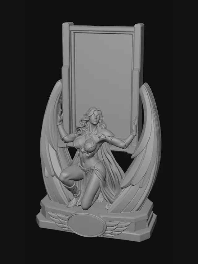 3D model for Winged Guardian on a Pedestal