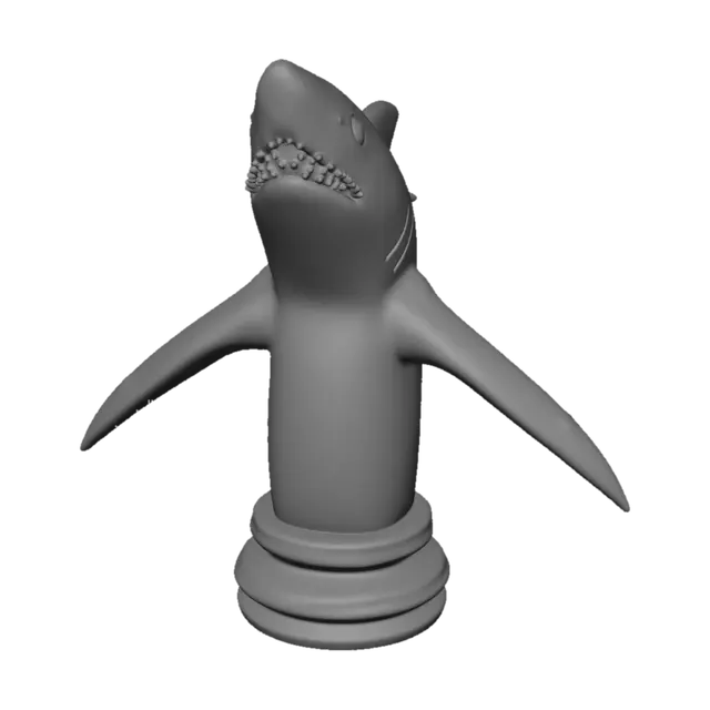 3D model for pieza de ajedrez en forma de tiburon