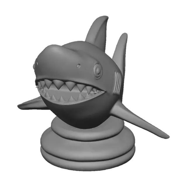 3D model for pieza de ajedrez en forma de tiburon