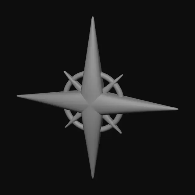 3D model for South Up Compass Rose