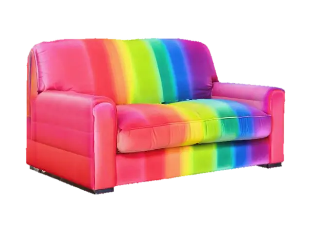 3D model for A rainbow colored big stuffy couch.
