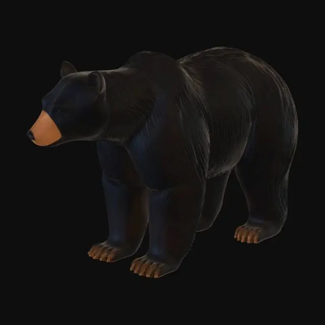 3D model for A handcrafted wooden table in the shape of a huge black bear.
