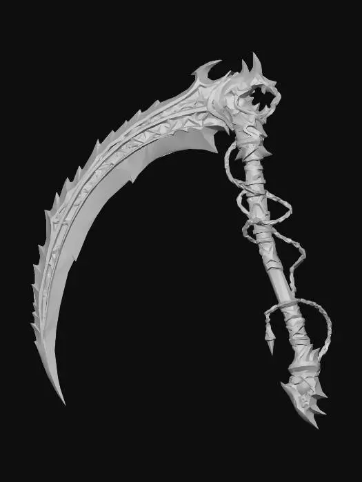 3D model for incredibaly detailed shadow scythe with cool vfx. the handle part should be very col too