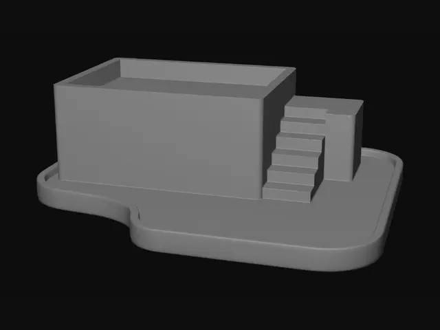 3D model for Raised Block with Stairs on Curved Base