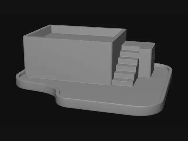3D model for Raised Block with Stairs on Curved Base
