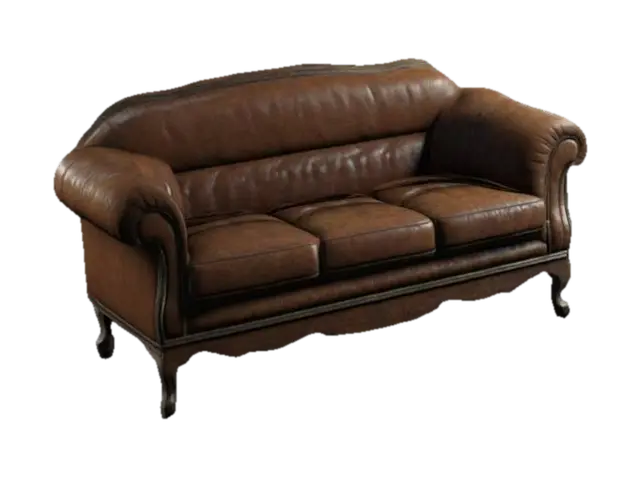 old sofa, 4K, ultra realistic, hyper detailed - Couch 3D model, vytvořený pomocí AI