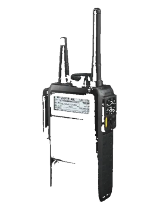 Modello 3D walkie-talkie radio, 4K, hyper realistic,, generato dall’IA