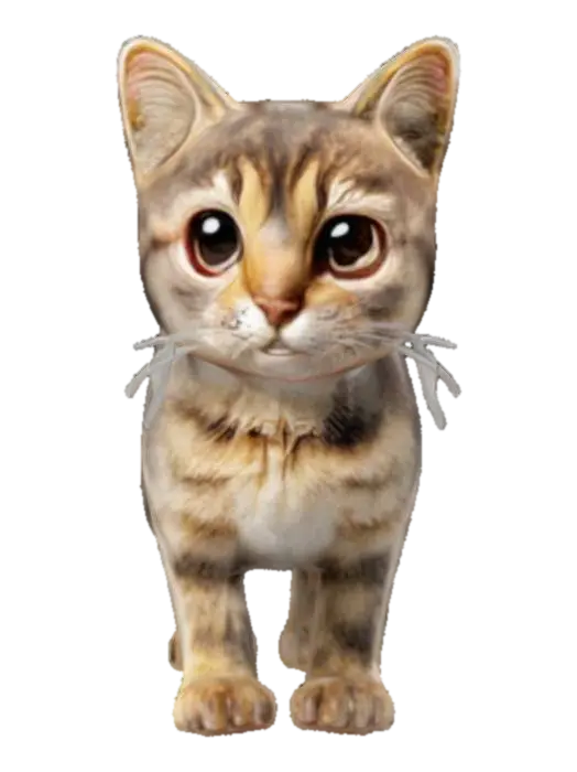 Curious Kitten 3D model, vytvořený pomocí AI