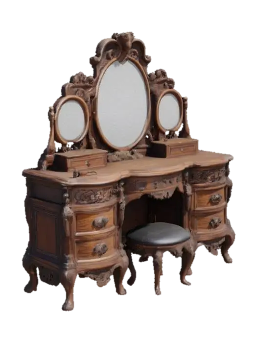 Ornate Vanity Table 3D model, vytvořený pomocí AI