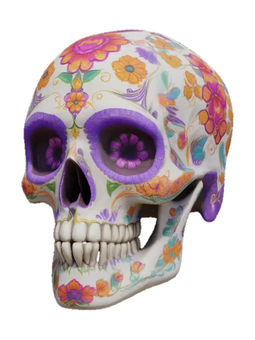 3D model for a single skull, dia de los muertos inspired,