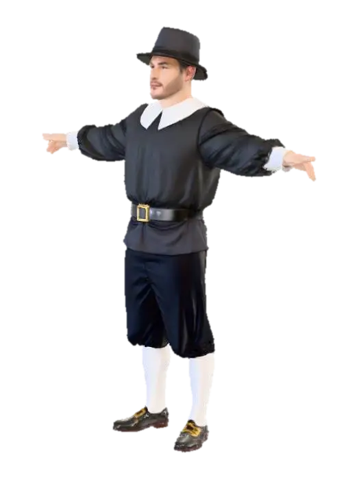 Pilgrim Attire 3D model, vytvořený pomocí AI
