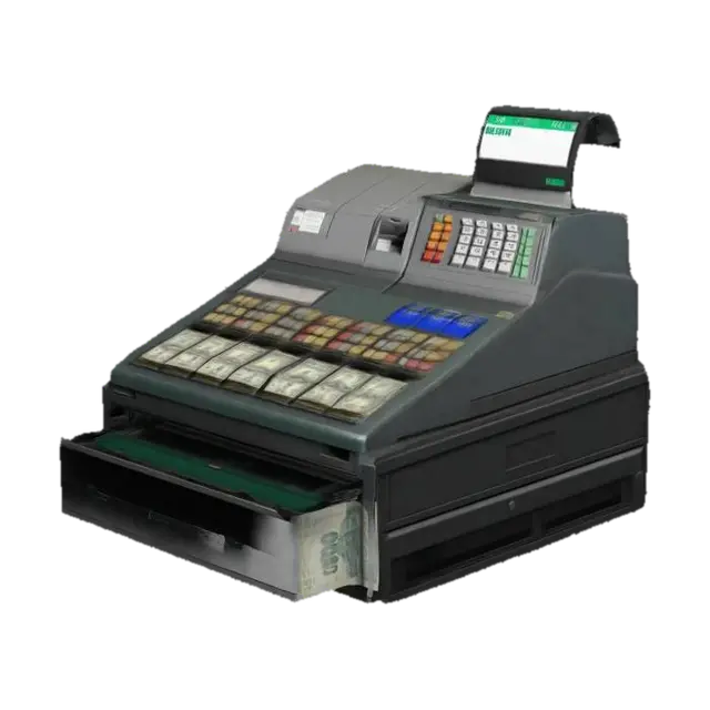 POS cash register, 1990's, hyper realistic, 4K - 90s 3D model, vytvořený pomocí AI