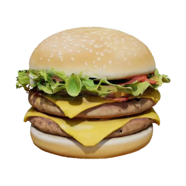delicious fast food cheeseburger - Dinner 3D model, vytvořený pomocí AI