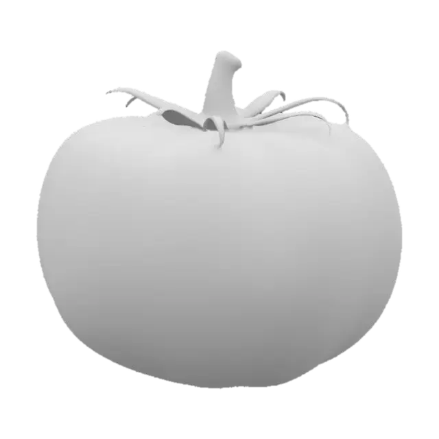 3D model for a delicious red tomato with a stem still attached