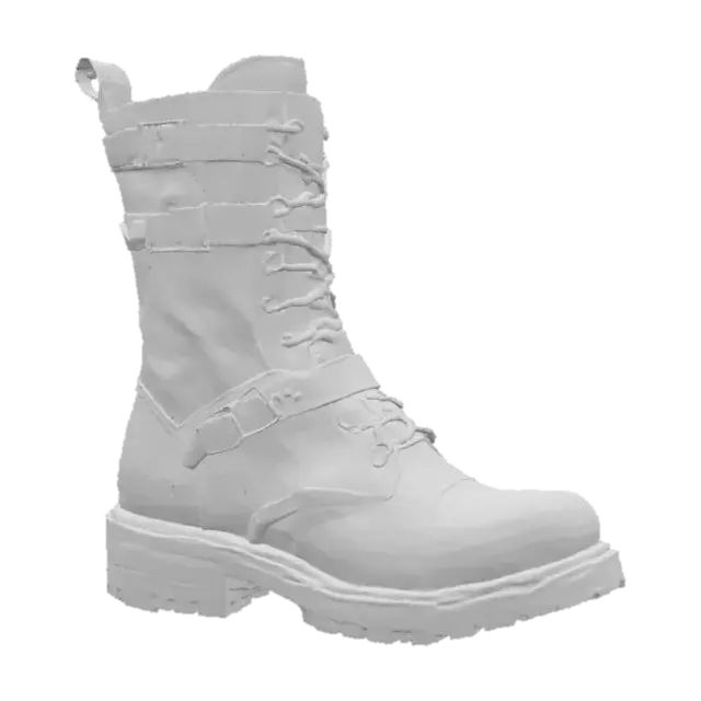 3D model for mens goth boot, black leather with buckles and studs, blank background