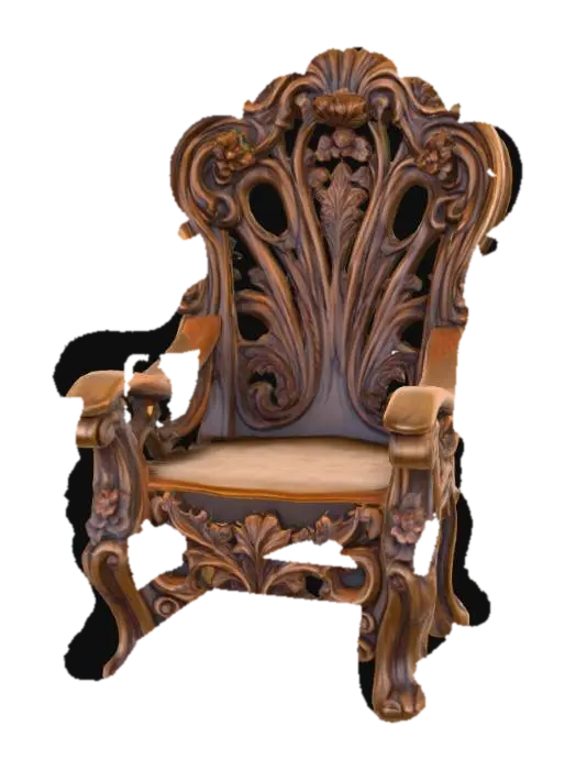 3D model for #PBR#, High quality realistic elf fantasy furniture made of wood. Should have flowers entwined. High detail. Solid infill. High quality realistic textures. 