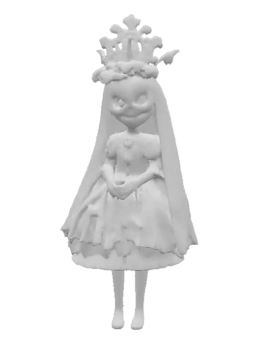 3D model for A highly realistic Halloween pumpkin queen. Full body. Ultra high quality realistic textures. Solid infill.