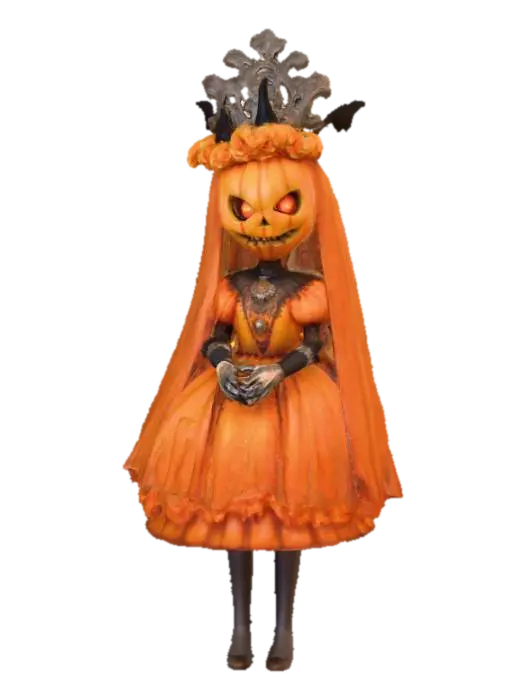 3D model for A highly realistic Halloween pumpkin queen. Full body. Ultra high quality realistic textures. Solid infill.