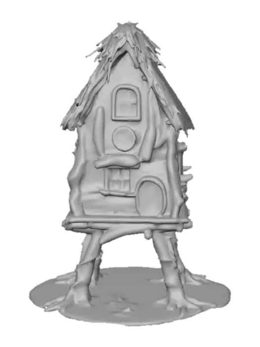 3D model for #Halloween2025#, Ultra detailed realistic depiction of a Baba Yaga. Ultra high quality textures. Solid infill.