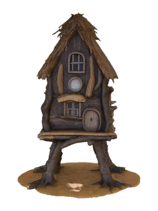 3D model for #Halloween2025#, Ultra detailed realistic depiction of a Baba Yaga. Ultra high quality textures. Solid infill.