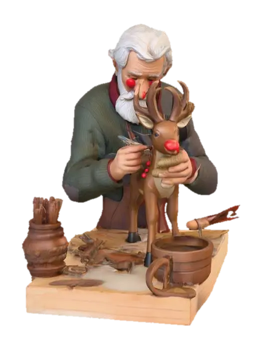 #Christmas2025#, An old toymaker working on Christmas toys. Ultra highly detailed… 3D model, vytvořený pomocí AI
