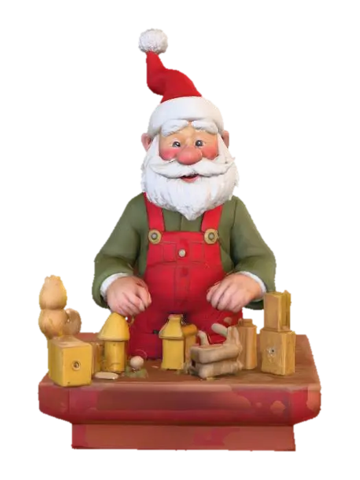 #Christmas2025#, An old toymaker working on Christmas toys. Ultra highly detailed… 3D model, vytvořený pomocí AI
