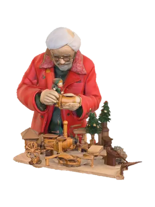 #Christmas2025#, An old toymaker working on Christmas toys. Ultra highly detailed… 3D model, vytvořený pomocí AI