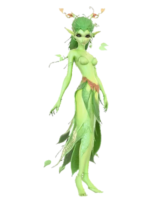 Ultra realistic humanoid hybrid elf plant fantasy character. Highly detailed.… 3D model, vytvořený pomocí AI