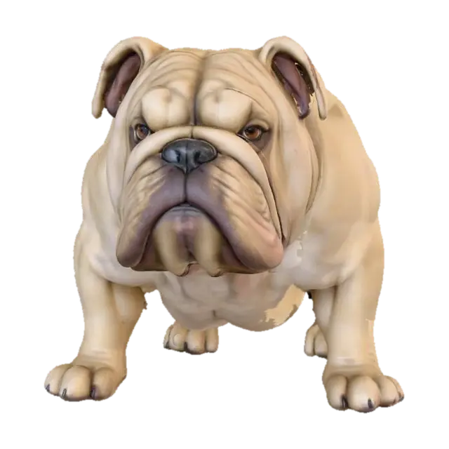Ultra realistic ultra detail dog of a bulldog class breed. Ultra high quality… 3D model, vytvořený pomocí AI