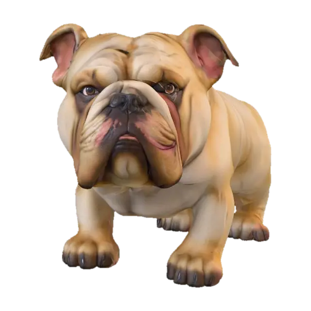 Ultra realistic ultra detail dog of a bulldog class breed. Ultra high quality… 3D model, vytvořený pomocí AI