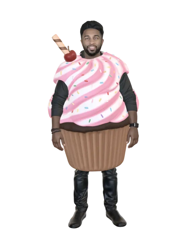 cupcake man 3D model, vytvořený pomocí AI
