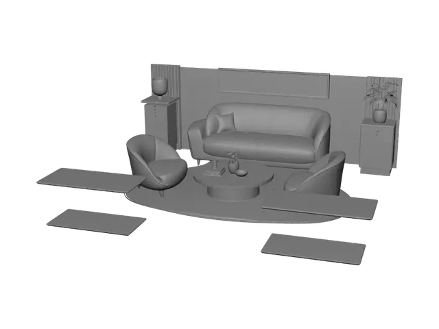 3D model for Beige Serenity Living Room