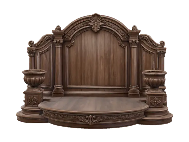Carved Wooden Stage - Theatre 3D model, vytvořený pomocí AI