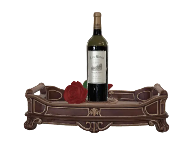3D model for Elegant Still Life with Wine and Rose on Ornate Tray