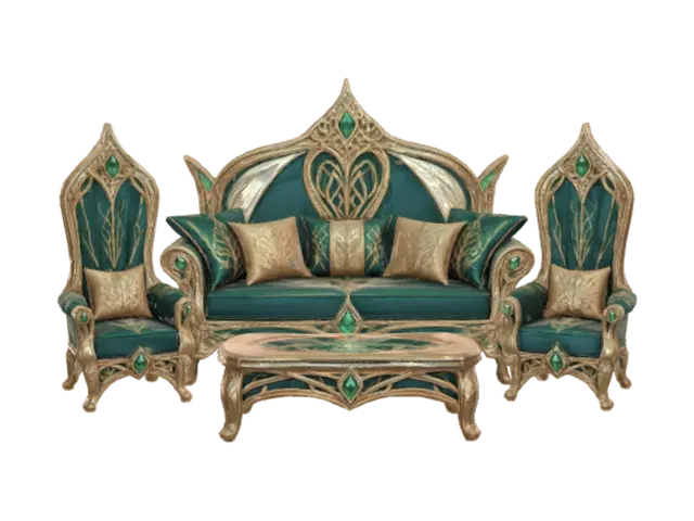 Emerald and Gold Throne Suite - Jewels 3D model, vytvořený pomocí AI