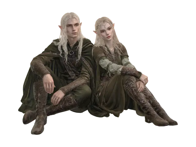 Elven Duo - Wise 3D model, vytvořený pomocí AI