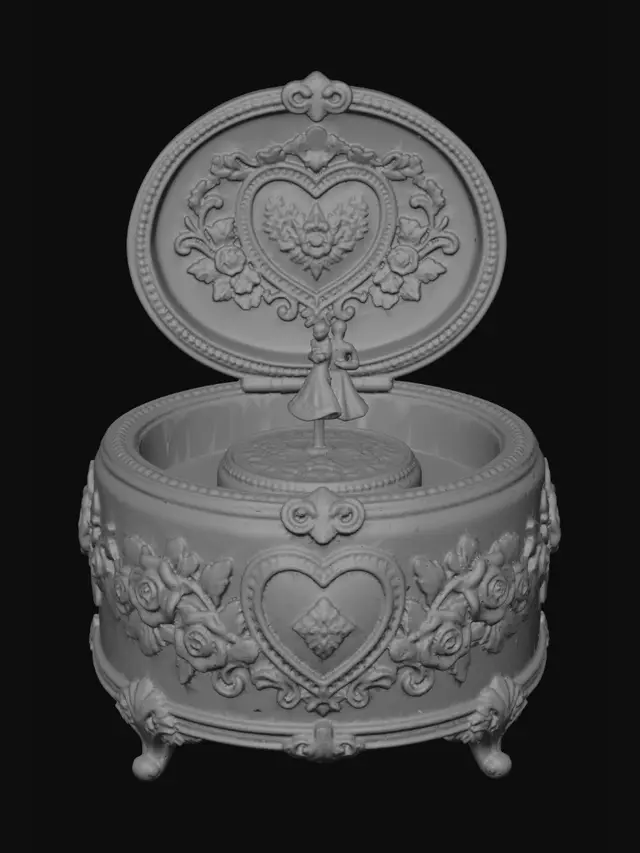 3D model for Ornate Golden Heart Keepsake Box