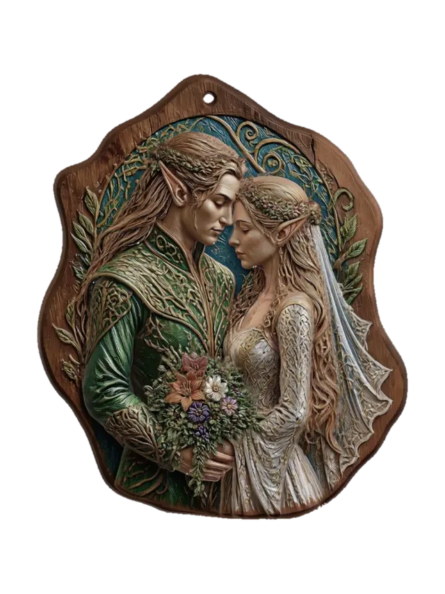 Elven Wedding in the Forest - Fairytale 3D model, vytvořený pomocí AI