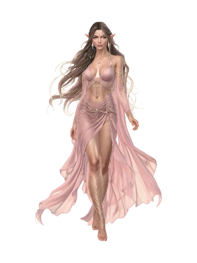 Rosaline the Pink Enchantress - Feminine 3D model, vytvořený pomocí AI