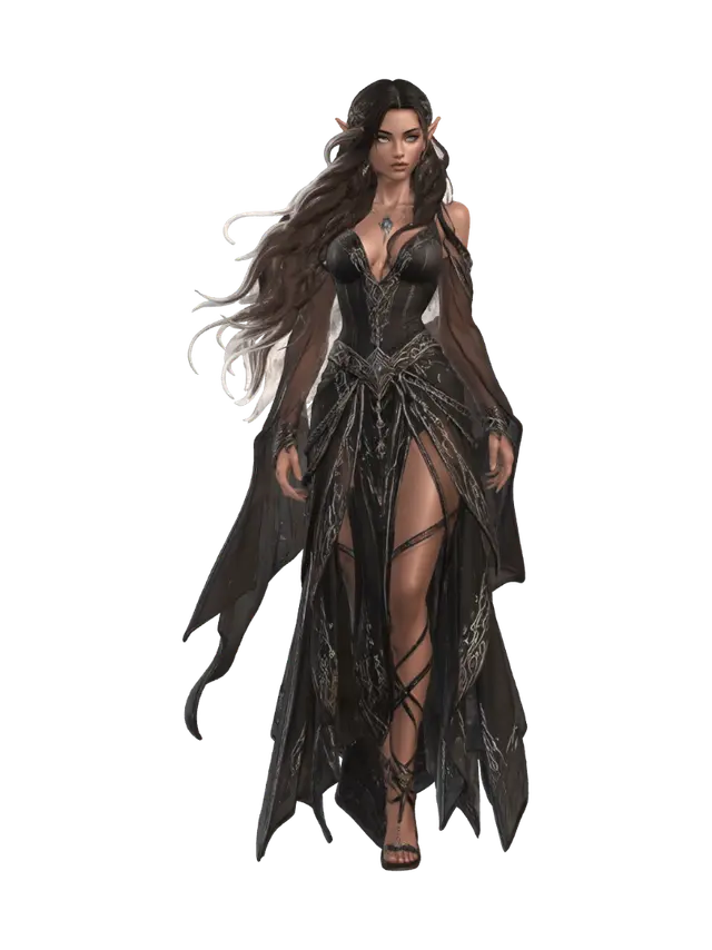 Ebon Veil Enchantress - Essence 3D model, vytvořený pomocí AI