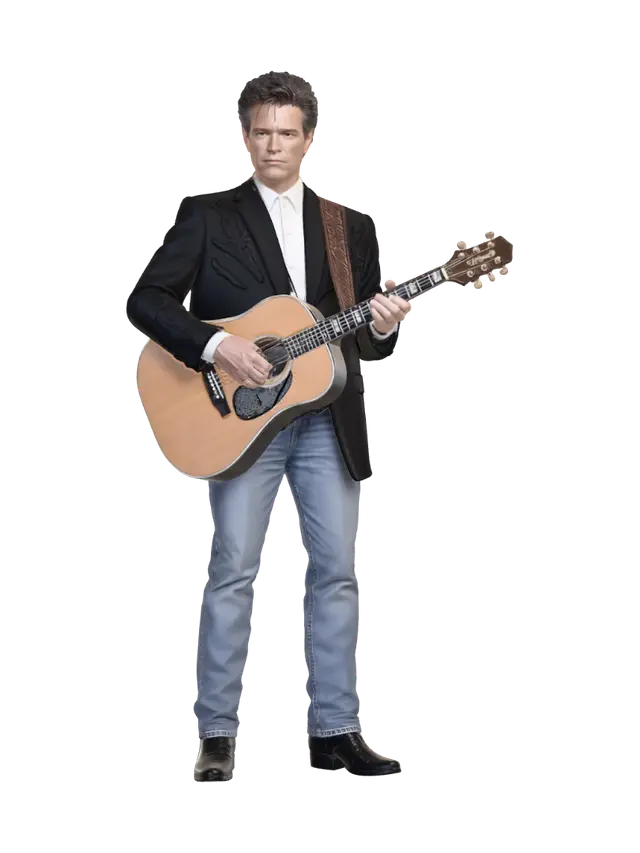 3D model for Guitarist with Acoustic Guitar on Green Screen