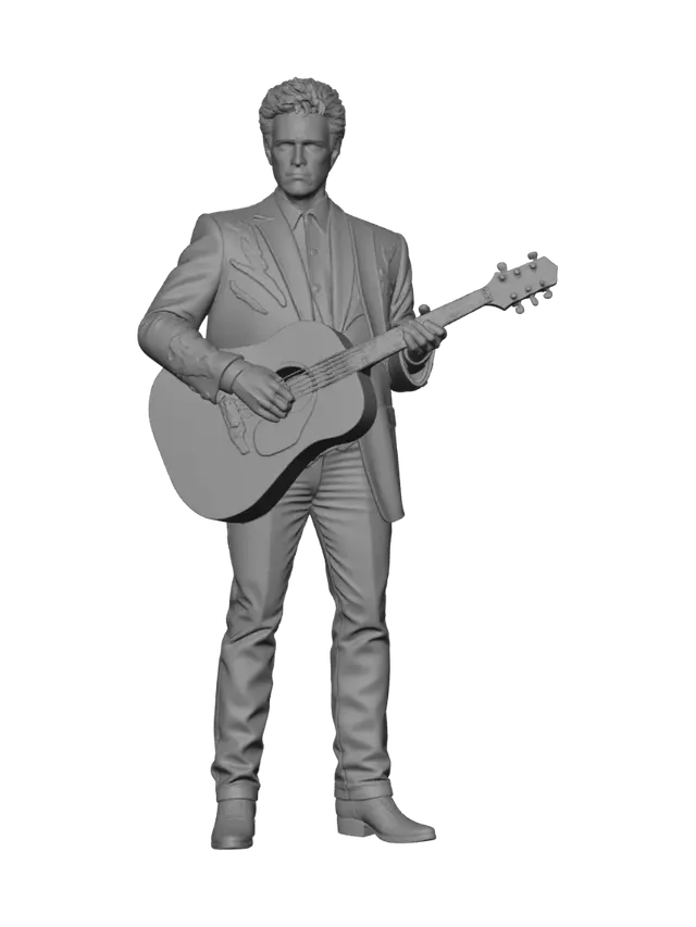 3D model for Guitarist with Acoustic Guitar on Green Screen