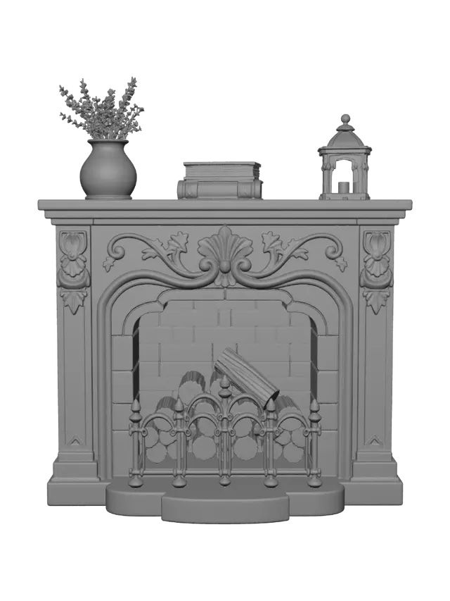 3D model for Ornate Marble Fireplace