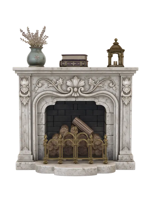 3D model for Ornate Marble Fireplace