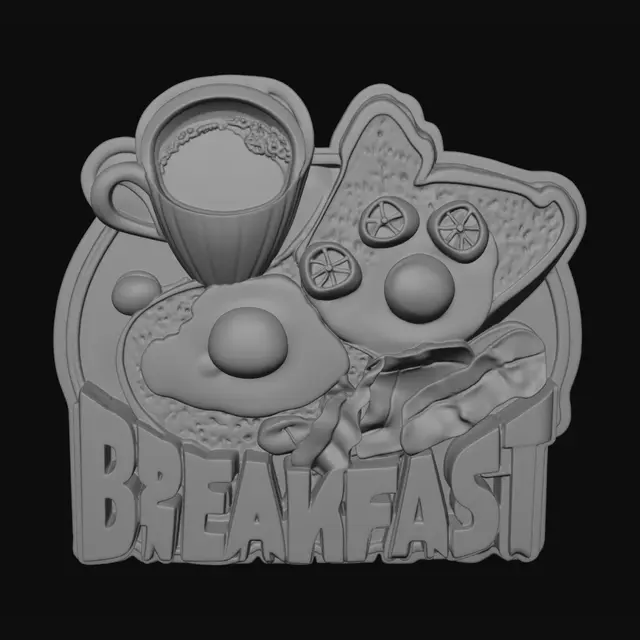 3D model for Breakfast on a Wooden Sign