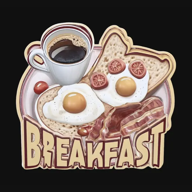 3D model for Breakfast on a Wooden Sign