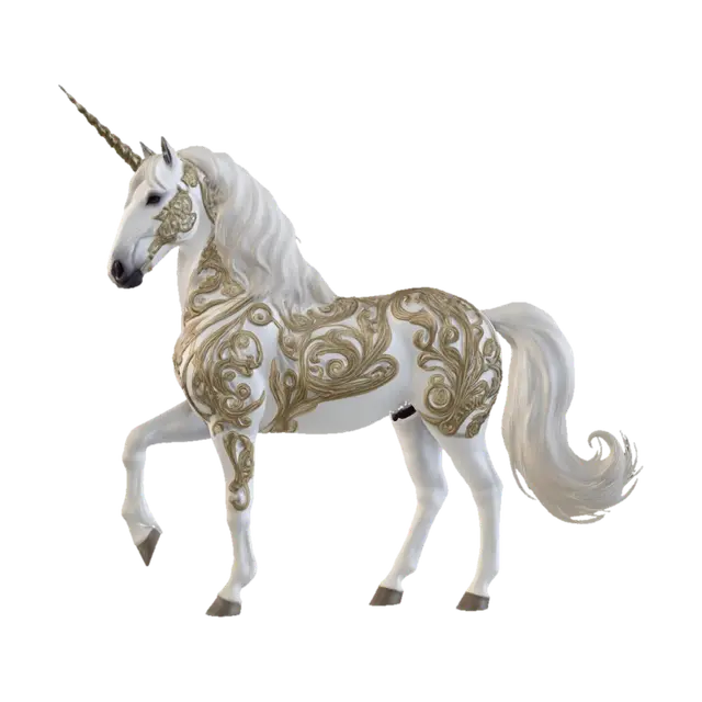 Auric Unicorn on a Cloud 3D model, vytvořený pomocí AI