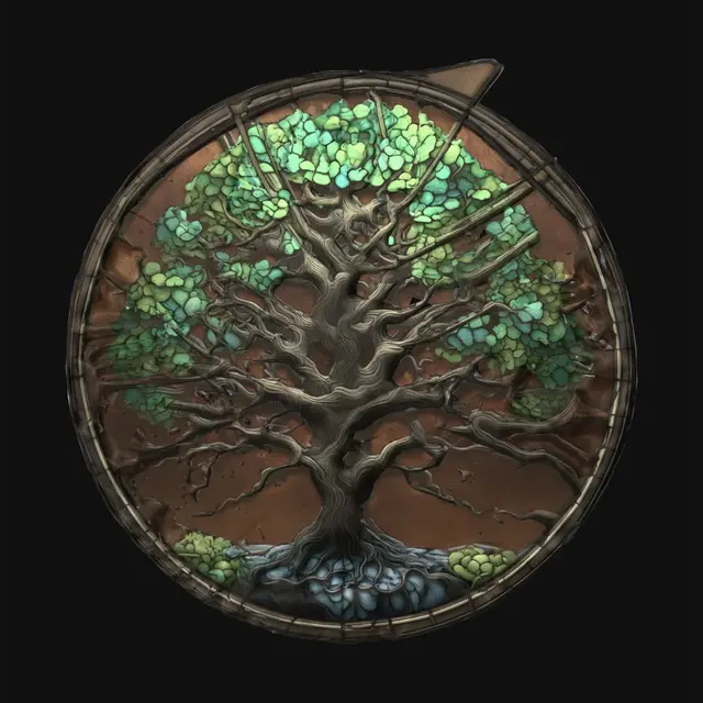 3D model for Tree of Life in a Stained Glass Circle